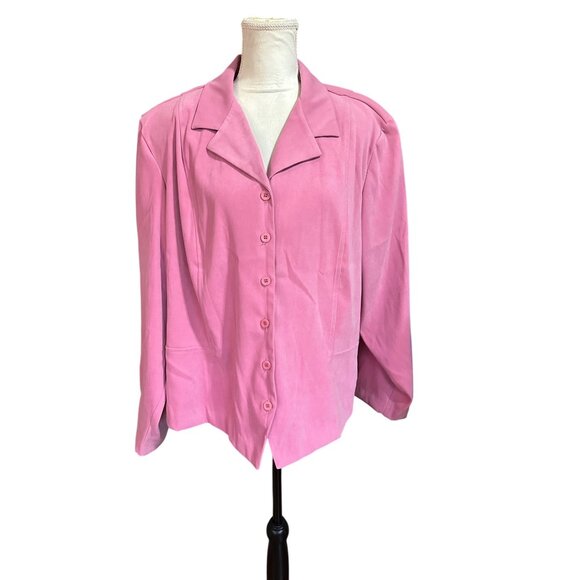 M.H.M. Womens HotPink Moleskin Button-Down Blazer 24W Work Career Office - Picture 1 of 10